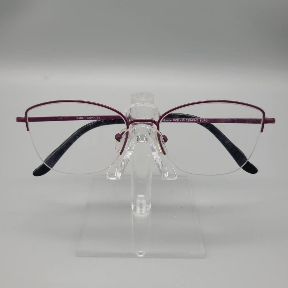 Saki Japan Handmade MOD.410 Burgundy Semi-Rimless Eyeglasses 52/16/140 BURG